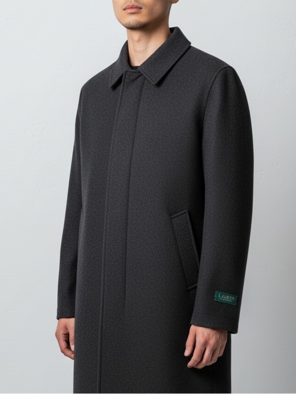 NWT Ralph Lauren Men's Dark Charcoal Wool Pea Coat Winter Fall Size 48L